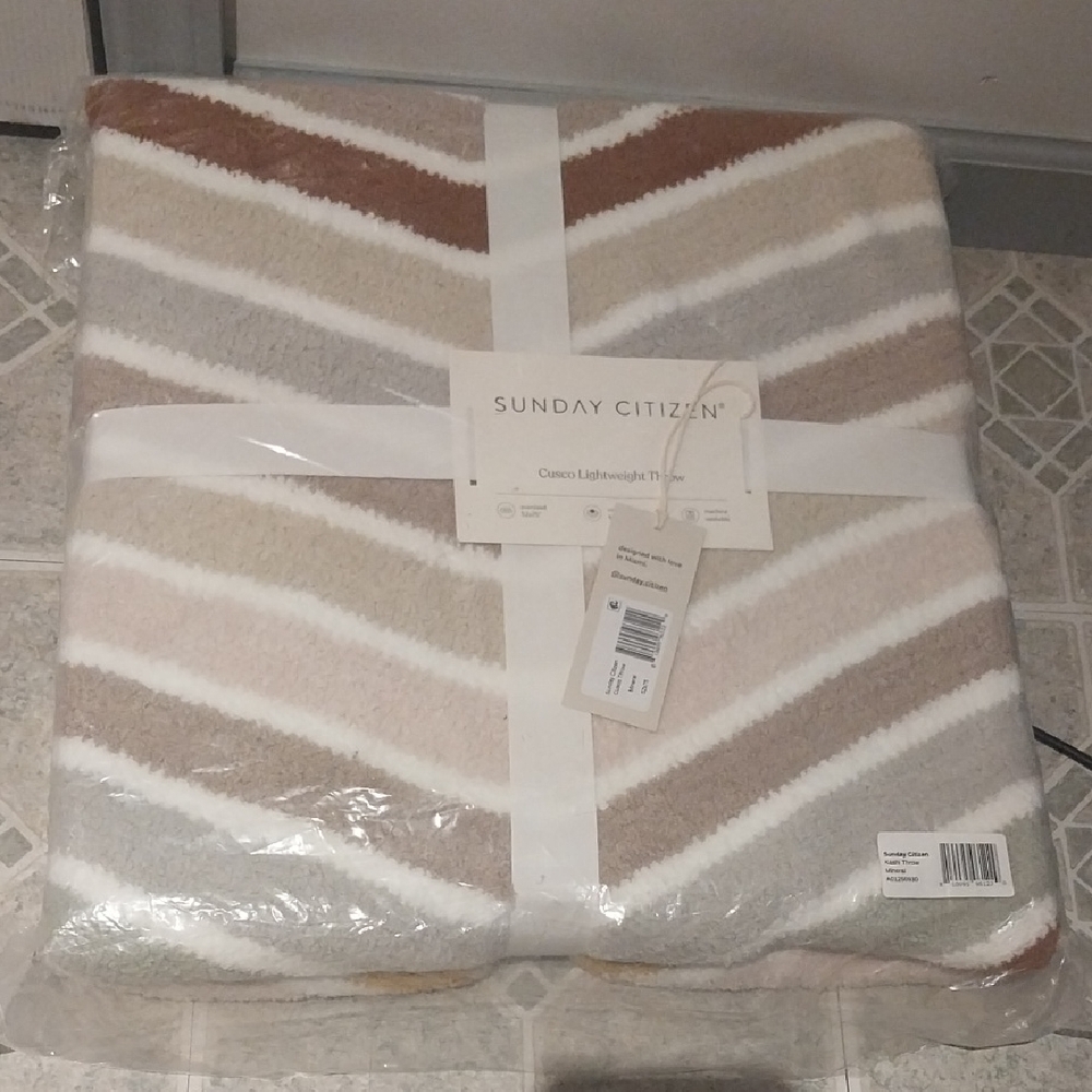 Cozy Striped Blanket - Brown, Cream, Gray
